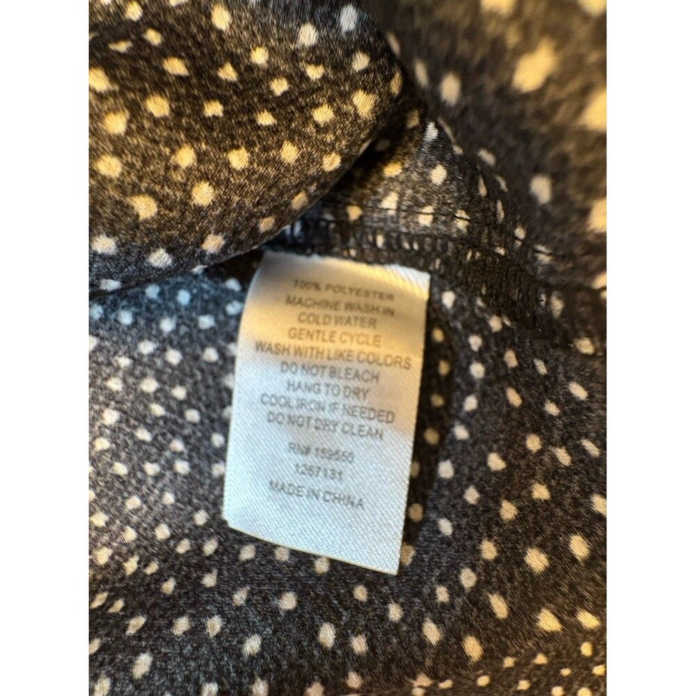 Maison d'Amelia Polkadot Blouse Long Sleeves Silky Ivory Black Dots Medium - Picture 3 of 8